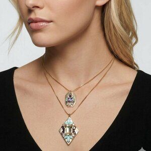 Shop HQ double strand gem en vogue stone necklace turquoise  and lilac stones